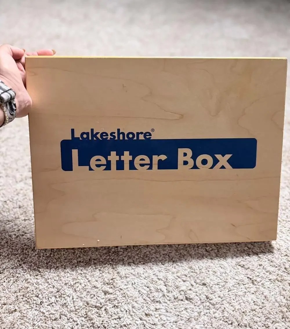 Lakeshore Letter Box Wooden Storage Tray with Alphabet Cards